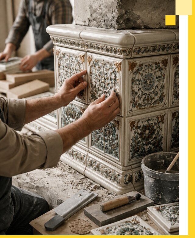 Изразцовые камины под ключ в Александрове: проект и монтаж