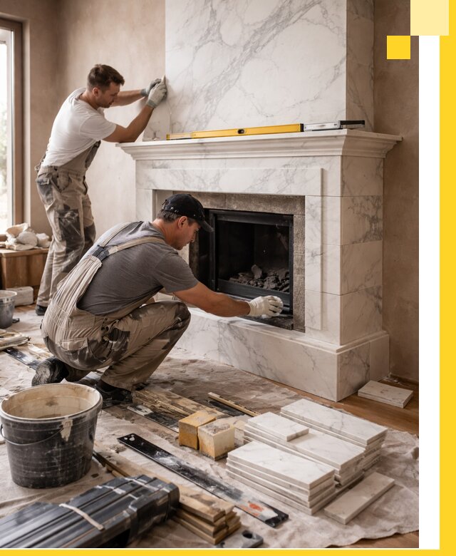 Отделка каминов в Александрове качественные облицовочные работы