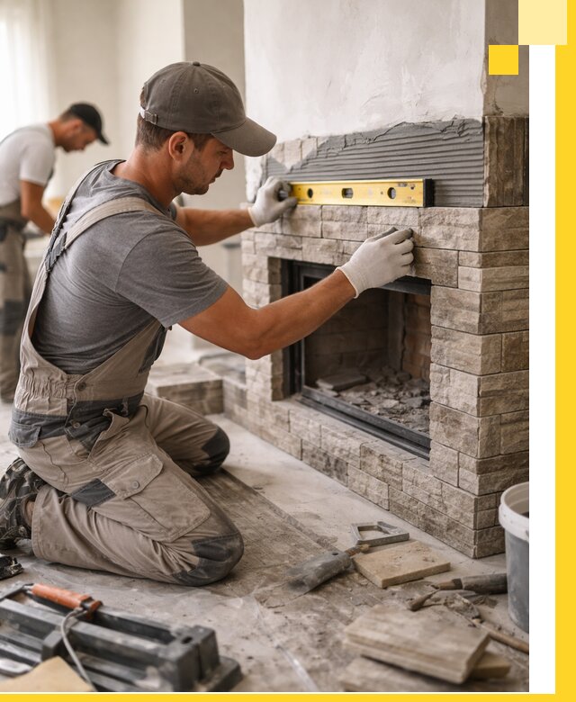 Облицовка каминов в Александрове, монтаж и отделка натуральным камнем