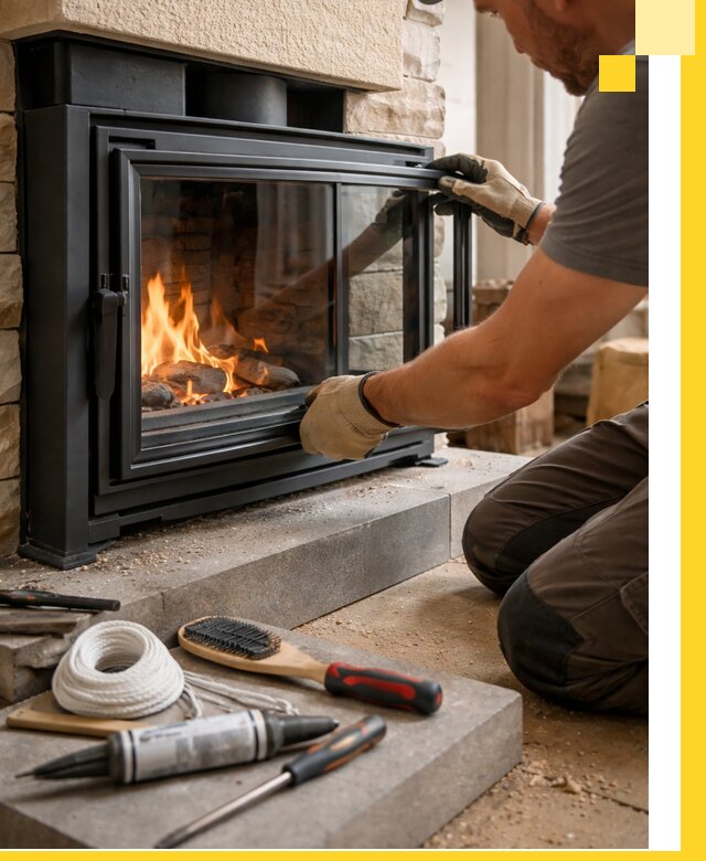 Производство, монтаж и доставка каминов со стеклом в Александрове