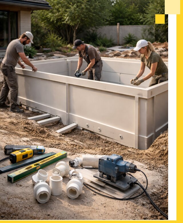 Установка полипропиленовых бассейнов под ключ в Александрове