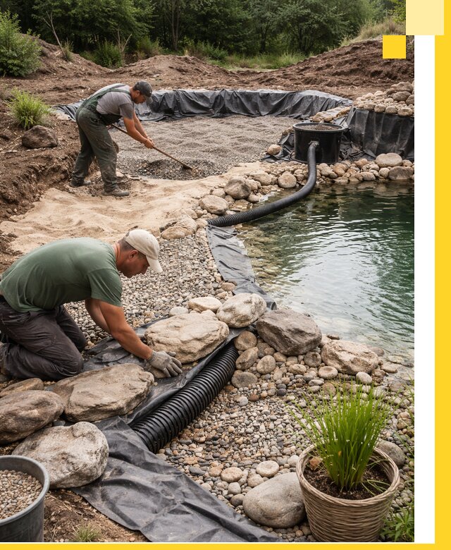 Строительство природных бассейнов и озер в Александрове под ключ