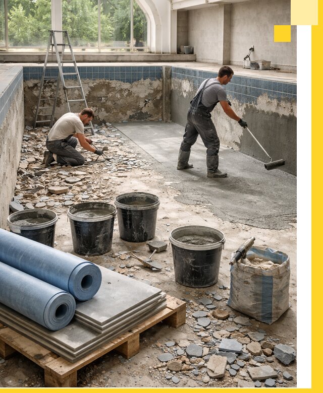 Реконструкция бассейнов в Александрове: ремонт, гидроизоляция