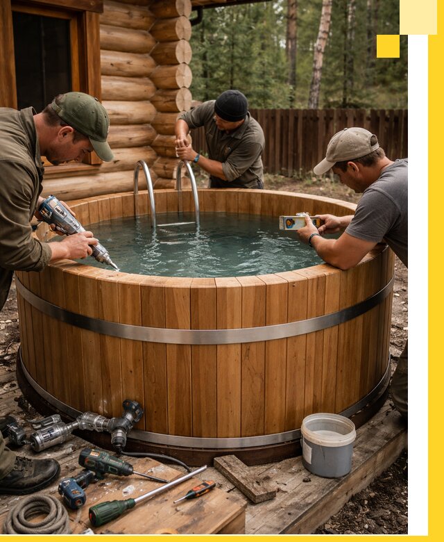 Строительство бань с купелью под ключ и отделкой в Александрове