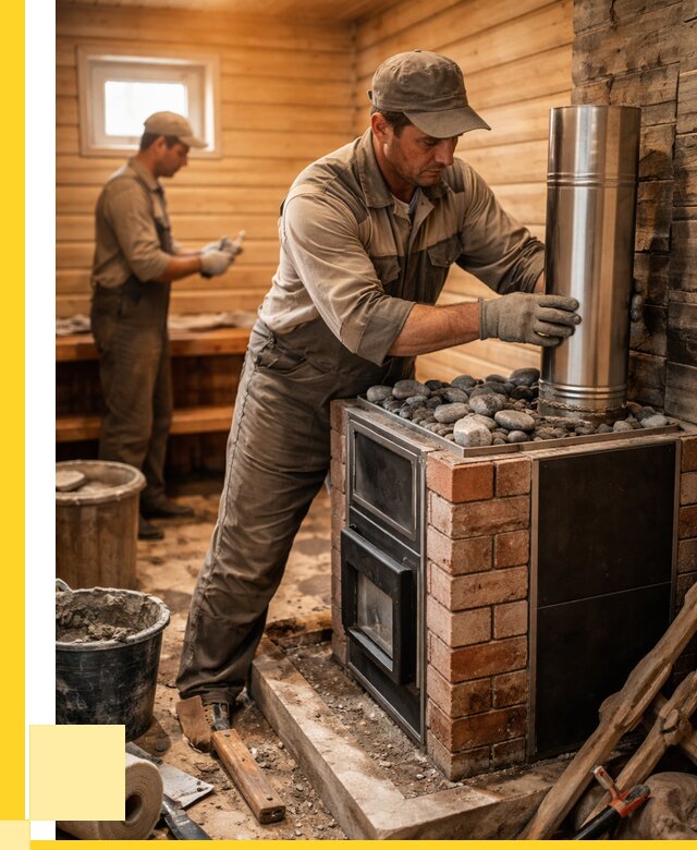 Монтаж печи в бане под ключ в Александрове от 21422 р. | ЭриданЛкн