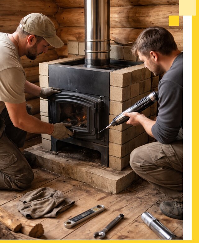 Монтаж и установка печи в бане под ключ с гарантией в Александрове