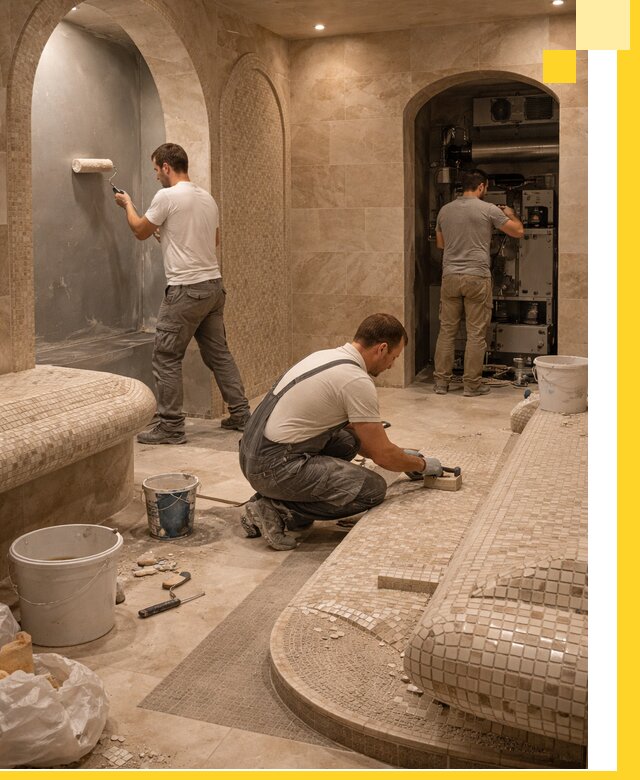 Строительство бани с хамамом и бассейном под ключ в Александрове