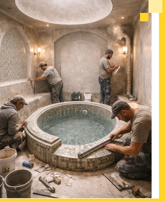 Профессиональное строительство хамама с бассейном в Александрове под ключ