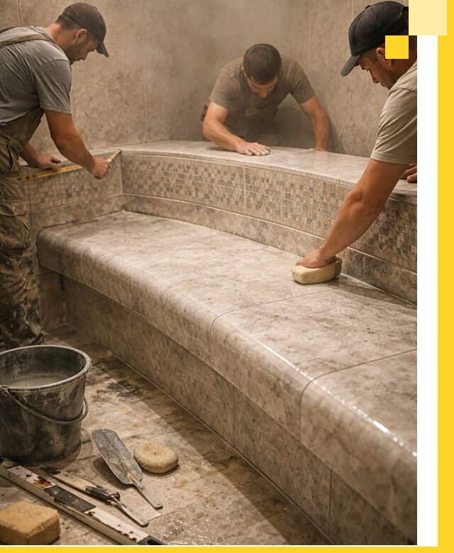 Изготовление и установка сидений для хамама в Александрове