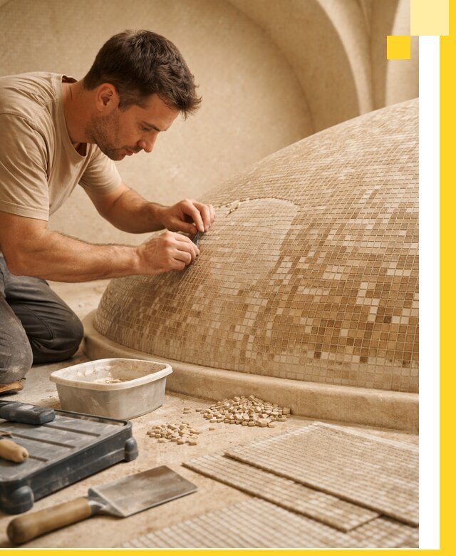 Профессиональная укладка мозаики для хамама под ключ в Александрове