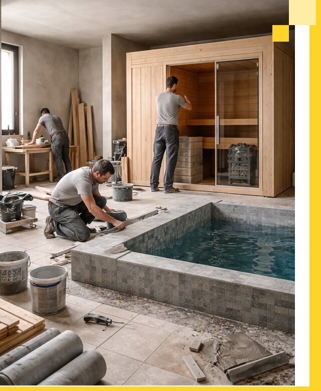 SPA зоны под ключ с бассейном сауной и печью в Александрове